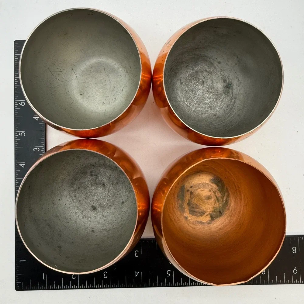 Vintage Coppercraft Guild Copper Cups Set of 4 Round roly poly Barware Tumblers